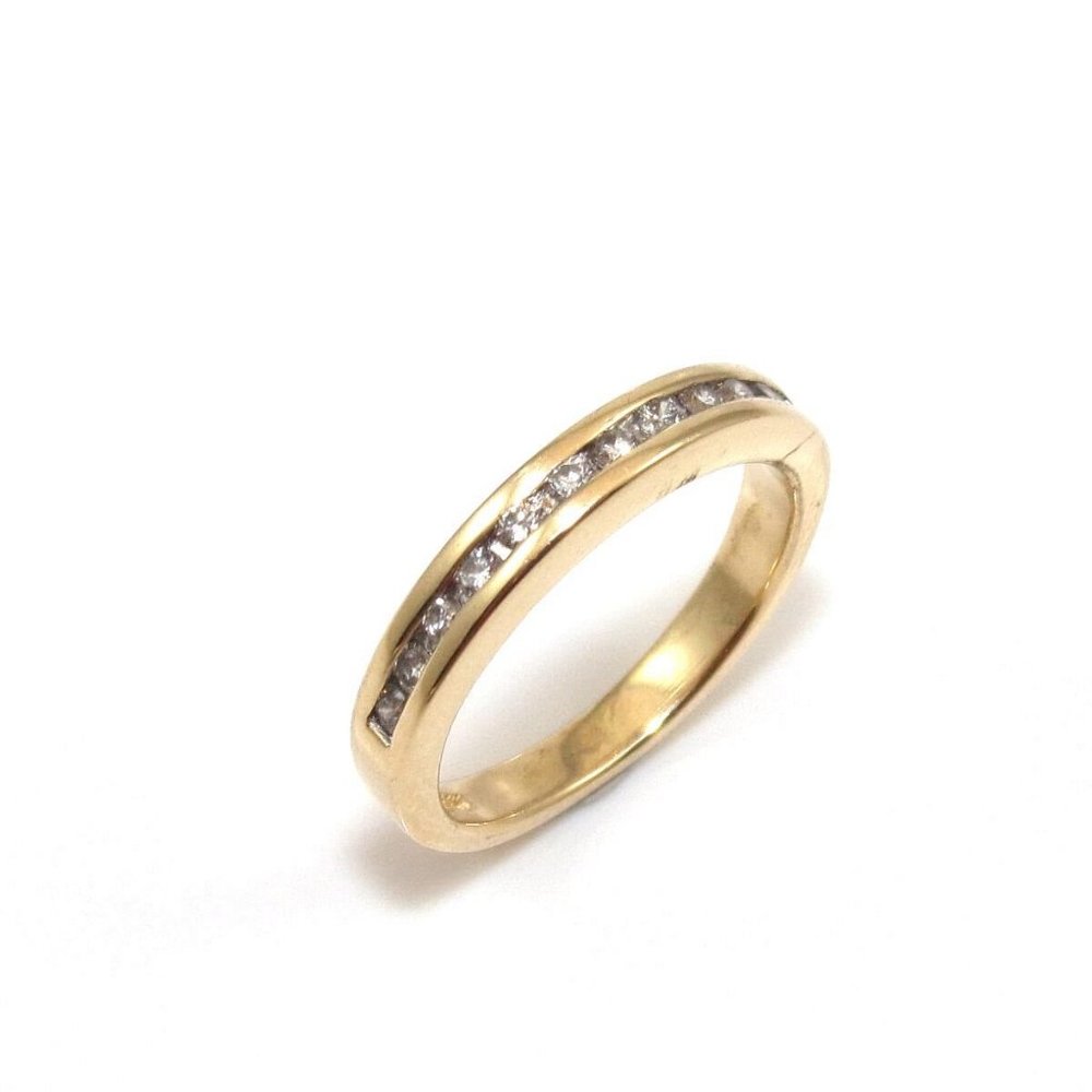 Magic Glo 14k Yellow Gold Natural Diamond Wedding Band Ring Size 4.75 View 2
